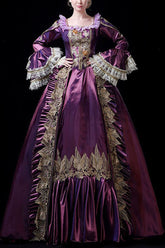 Robe de bal Lolita victorienne à imprimé broderie creuse taille haute avec manches longues à plusieurs couches et manches trompette